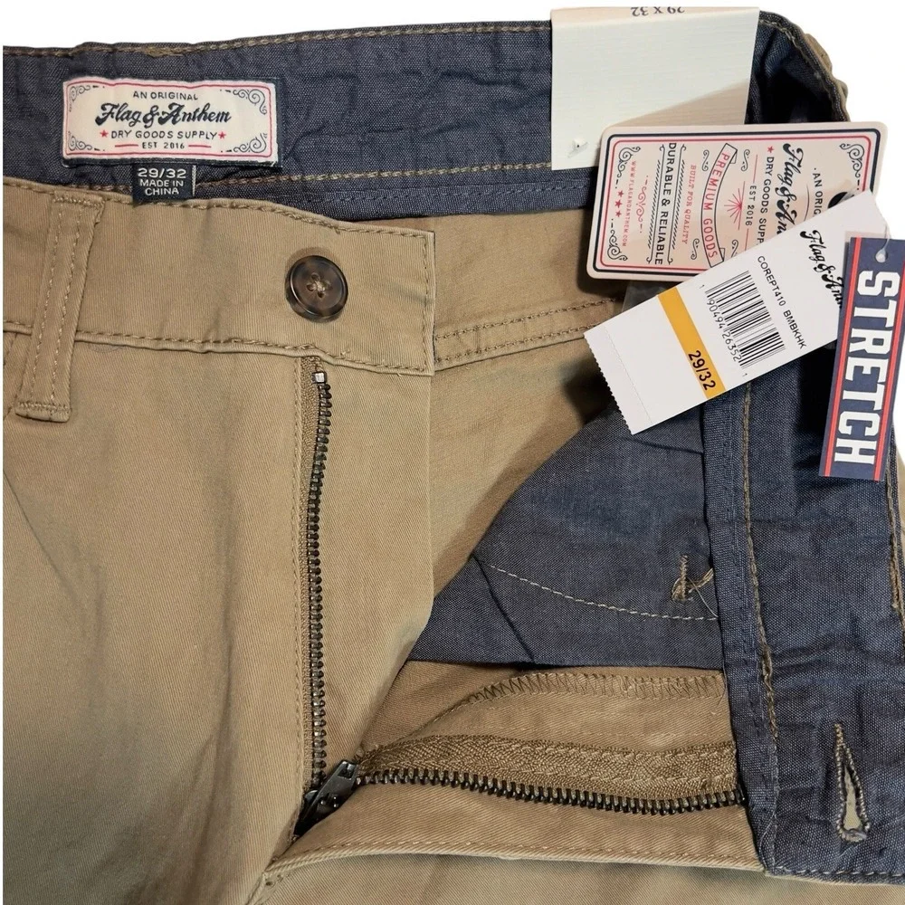 Flag & Anthem Castleton Stretch Chino Portland Relaxed Fit Khaki Size‎ 29WX32L